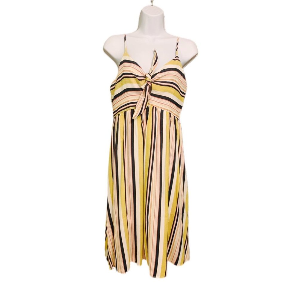 She + Sky Womens Stripe Tie Front Dress Small